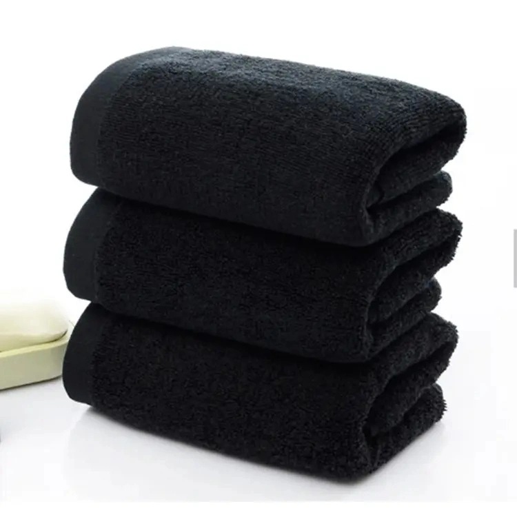 Private Label 100% Cotton Black Custom Logo Bamboo Face Bath Towel