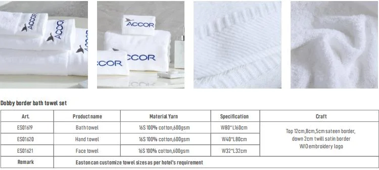 Hotel Custom Embroidery Logo 16s 550GSM Cotton Towels