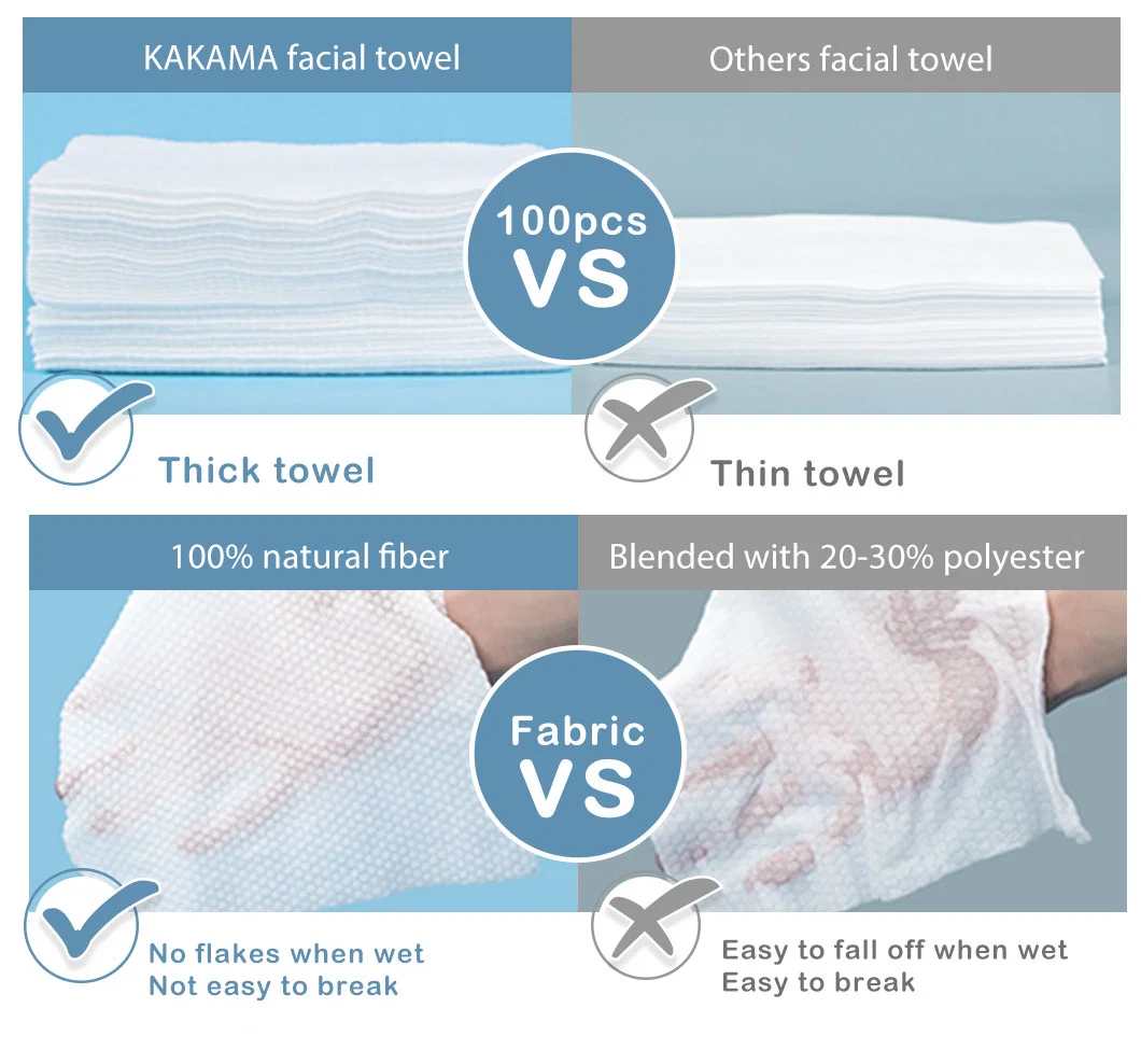 Kakama Customized Hot Sale Cotton Soft Biodegradable Disposable Nonwoven Face Facial Towel
