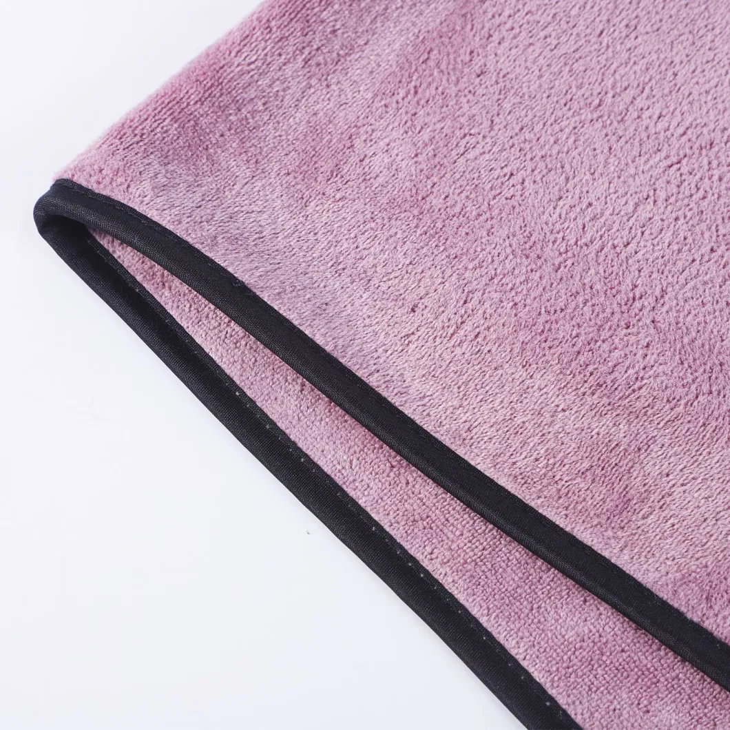 Purple Pink Color Microfiber Weft Knitting Towels for Home Textile and Used for Hand&Face Clean with Decorations or Logo Fixed and Stitched