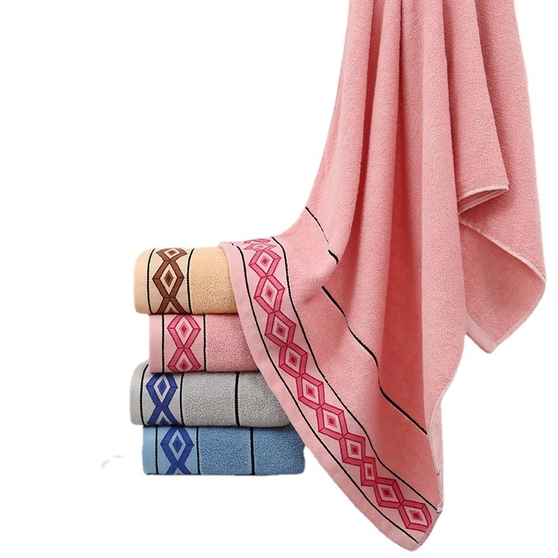 Geometric Rhombus Cotton Towel Hotel Soft and Efficient Absorbent Non Depilation Bath Towel