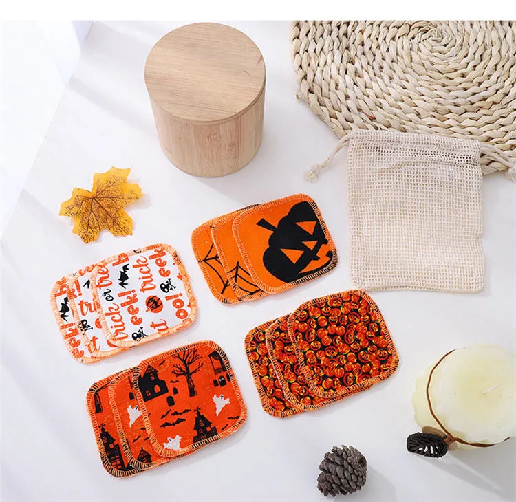 Funny Halloween Microfiber Makeup Remover Cloth Towel Reusable Washable Facial Cleaning Pad Puff Makeup Remover Cloth