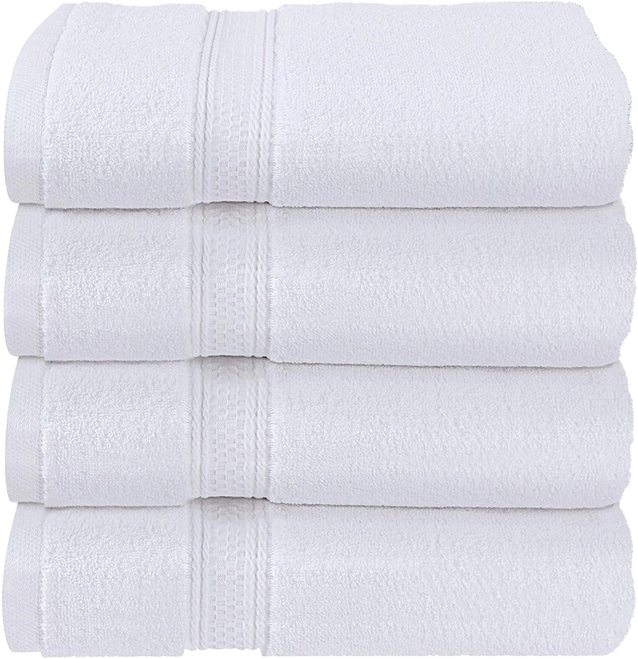 Bath Towels Set White Premium 600 GSM 100% Ring Spun Cotton Quick Dry Highly Absorbent Soft Feel Towels Perfect for Daily Use
