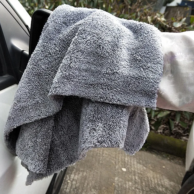 Super Thick Plush Warp Knitting Ultrasonic Microfiber Coral Fleece Cleaning Cloth Microfiber Towel for Auto Detailing Car Wash