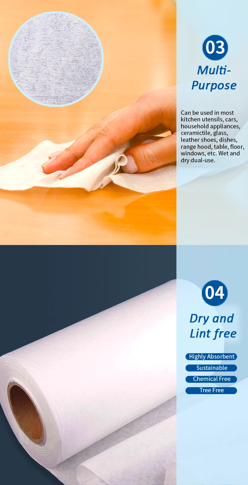 Biokleen Multipurpose Sustainable Nonwoven Makeup Wipes Dry Plastic-Free Dry Organic Towel Wipes Roll