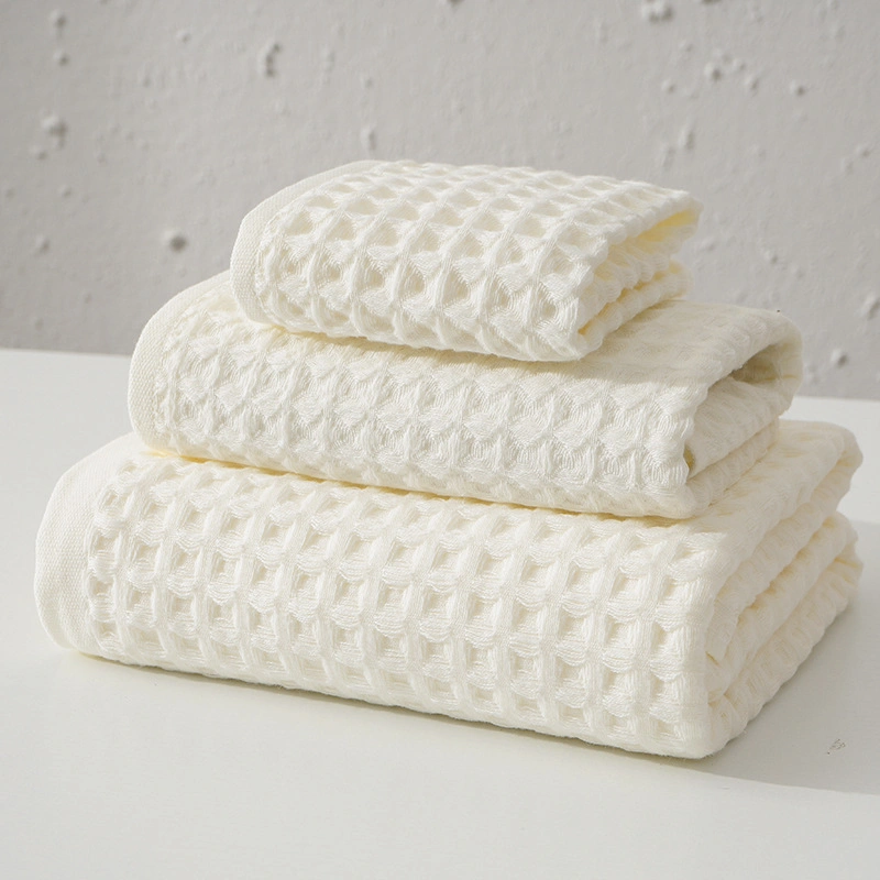 Hot Sale 3/4/6 Pieces 100% Cotton Waffle Bath Towels Set Wholesale Custom Luxury Face Hand Bath Towel Sets