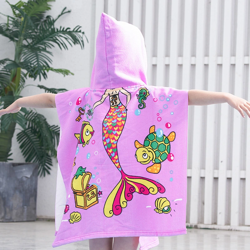 24&quot;X 24&quot;Cartoon Kids Hooded Soft Quick-Dry Beach Towel Bath Towel Sports Towel for Beach Bath Sports Swim