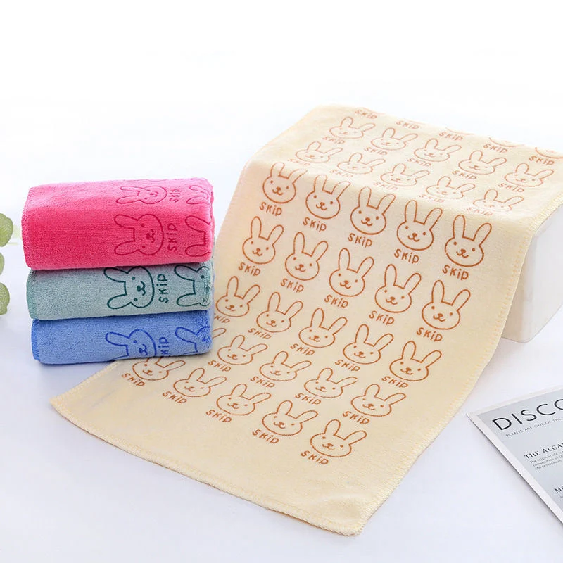 Microfiber Facial Cloths Fast Drying Wash Cloth Absorbent Face Wash Cloth Soft Rabbit Paul Frank Printed Microfiber Face Towel with Weft Knitting Machine Made