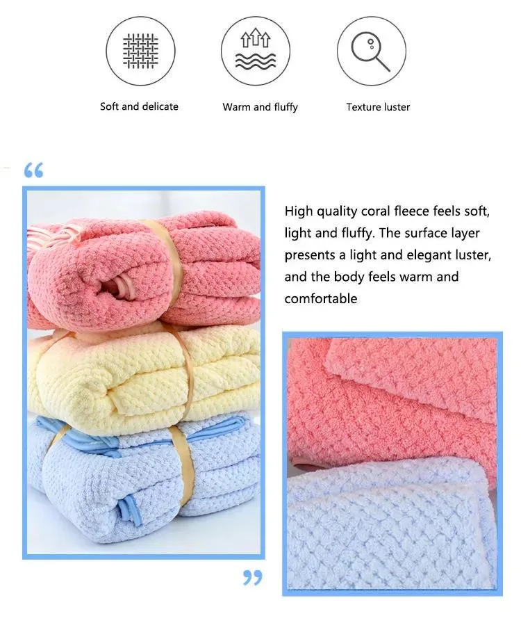 Factory Direct Wholesale High-Quality Microfiber Fabric Coral Fleece Bath Towel Face Towel with Customized Logo