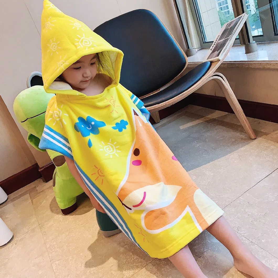 60*60cm Cartoon Kid Children Hooded Swim Beach Bath Sports Soft Towel Cartoon Towel Beach Towel