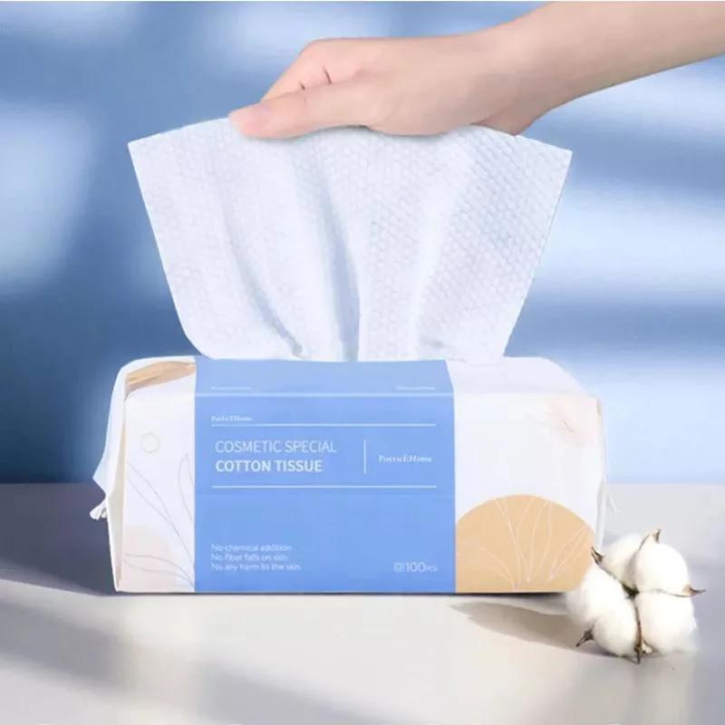 High Quality Dry and Wet Soft Cotton Tissue Cleansing Facial 100% Natural Cleansing Cotton Tissue