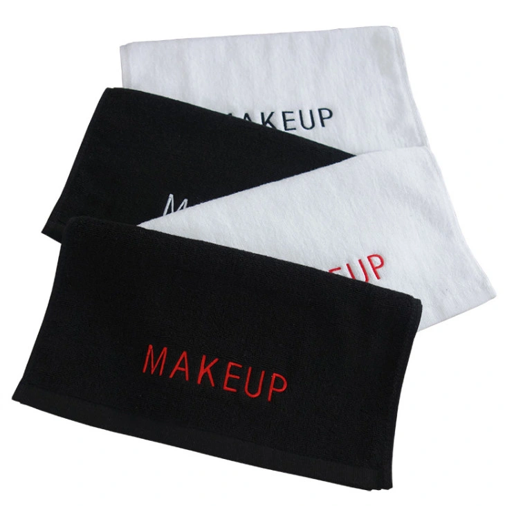 Wholesale Luxury Custom Black and White 100% Organic Cotton Face Bath Towels SPA Make up