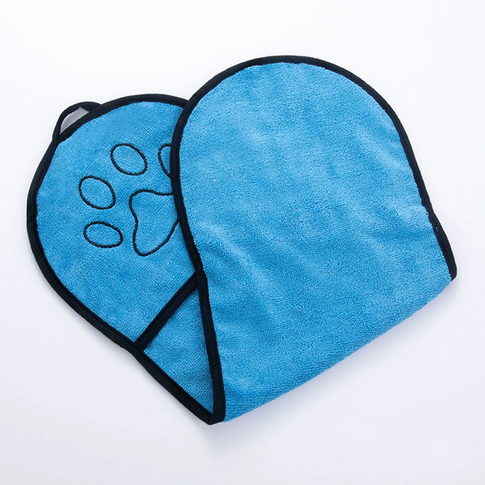 Wholesale Custom Logo Dog Paw Supper Soft Absorbent Microfiber Pockets Quick Drying Pet Bath Hand Towel