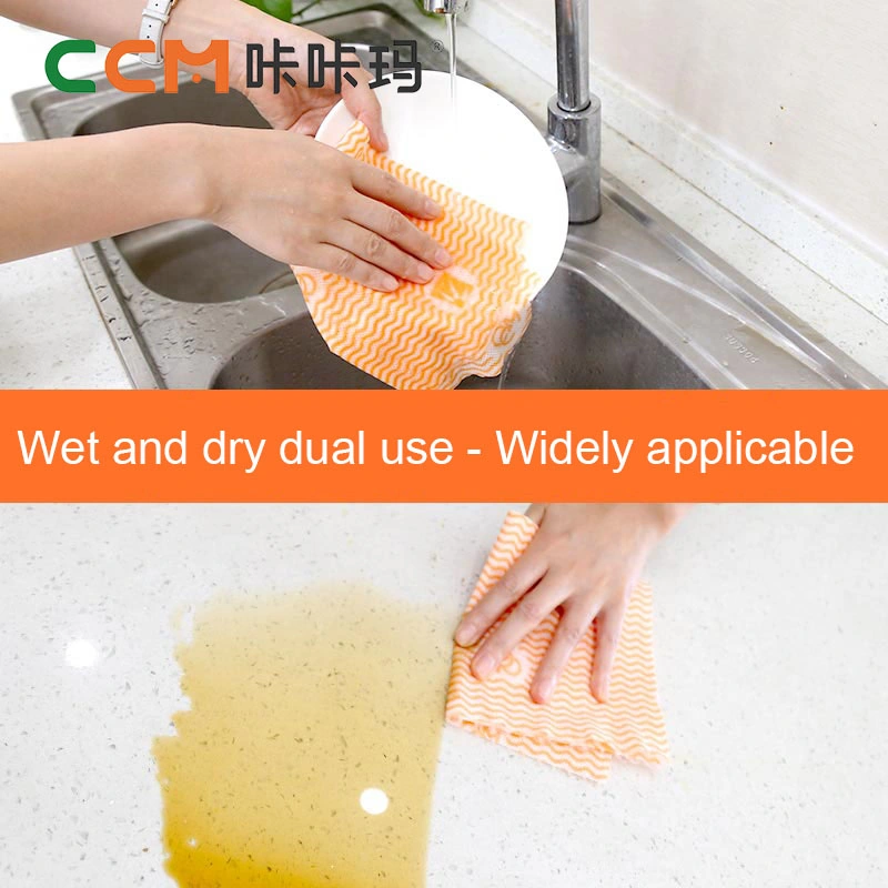 Non-Woven Fabric Hand Paper Towel Oil Absorption Sustainable Stocked Kitchen Cleaning Disposable 28PCS/Roll Dish Cloth