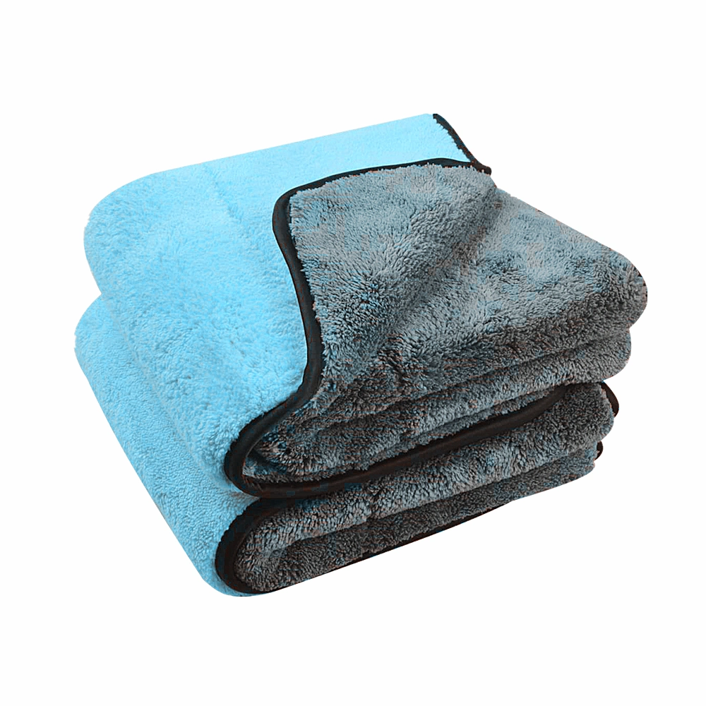 600GSM Yellow and Grey Super Plush Detailing Car Wash Cleaning Drying Two Layer Composited Microfiber Coral Fleece Towel