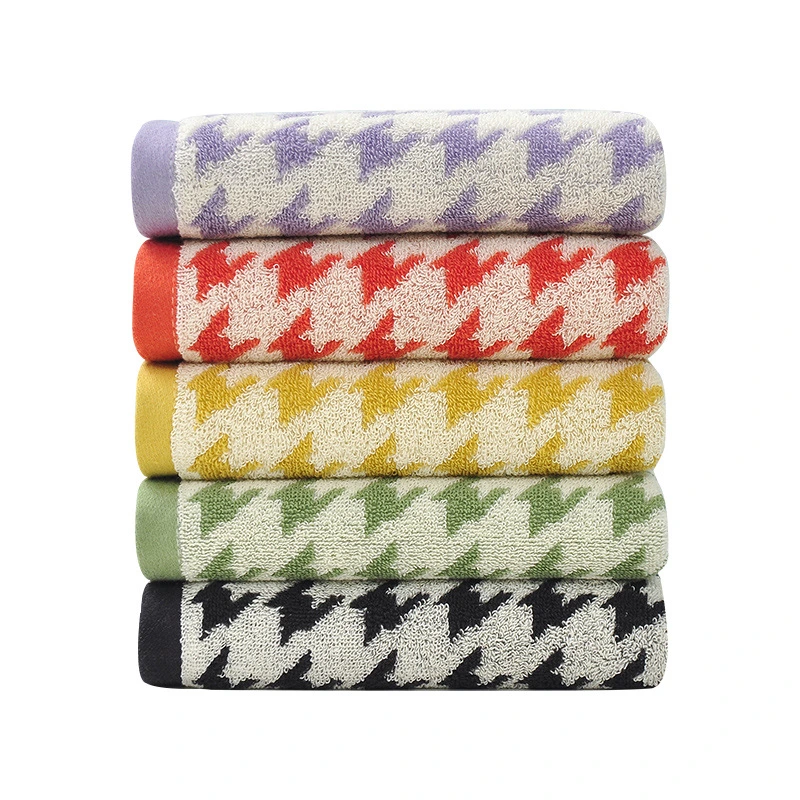 Customized Embroidered Printed Logo Towels 100% Cotton Plaid Face Bath Towels