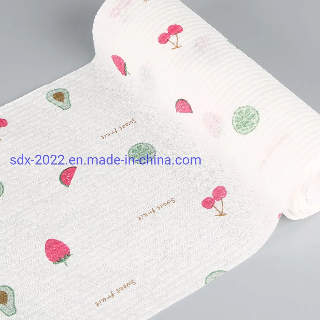 Lazy Rag Washable Printing Kitchen Dry Wet Dual Use Cleaning Cloth Roll Disposable Nonwoven Wipes Towel Rag Rolls