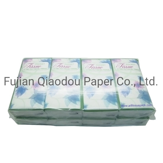 Wholesale Custom Logo Mini Printed Virgin Pulp 2ply Pocket Facial Tissue Paper Pack