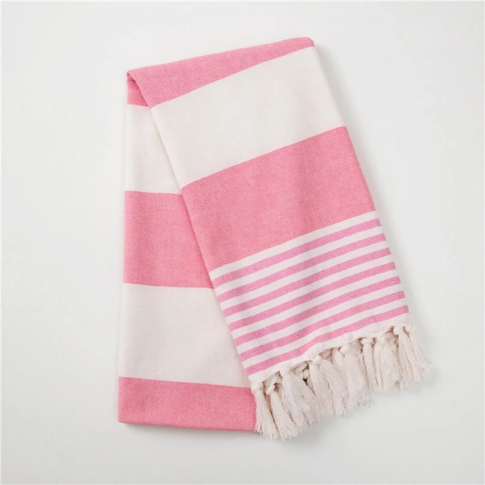 Multicolor Soft Bright Striped Tassel Cotton Bath Towel Fouta Beach Towel Turkish Towel Bl19866