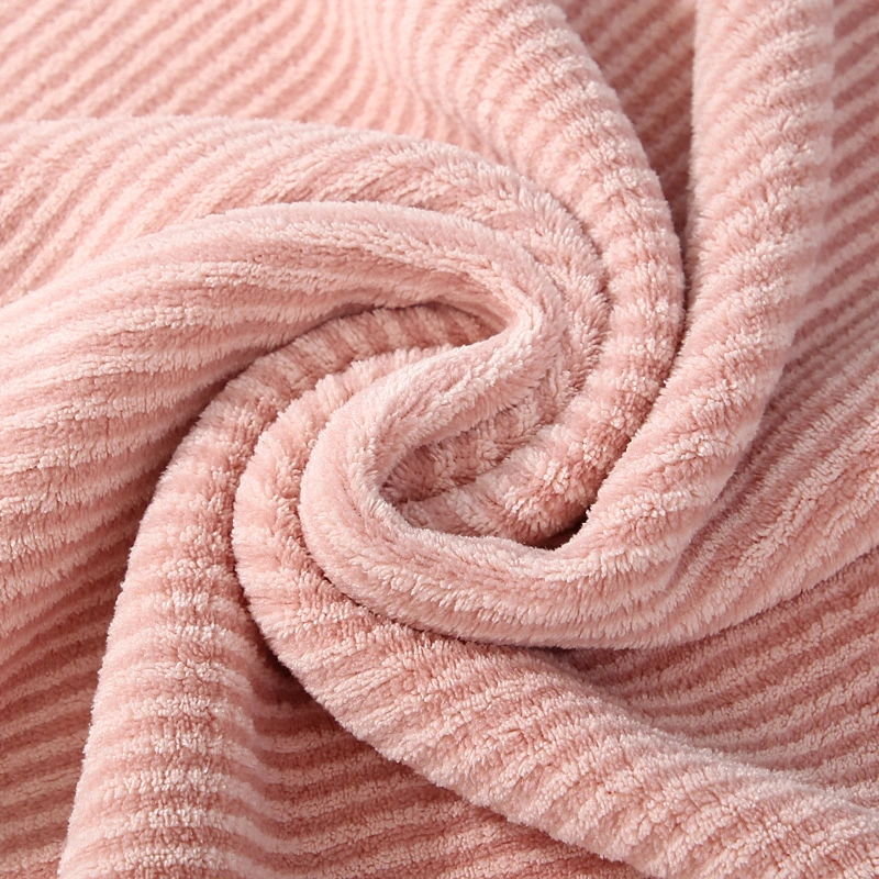 Wholesale Coral Velvet Strip Bath Towel Lint-Free Absorbent Quick Dry Thick Towel