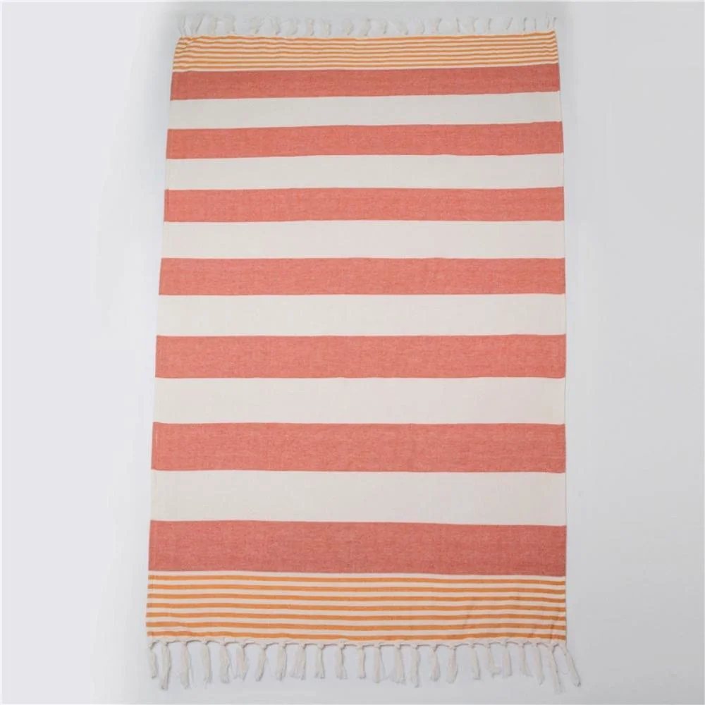 Multicolor Soft Bright Striped Tassel Cotton Bath Towel Fouta Beach Towel Turkish Towel Bl19866