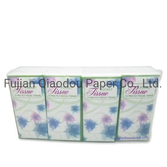 Wholesale Custom Logo Mini Printed Virgin Pulp 2ply Pocket Facial Tissue Paper Pack