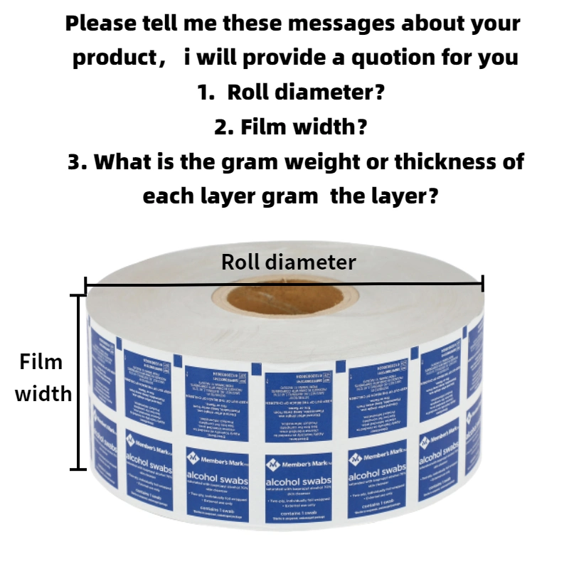 Paper/PE/Al/Eaa 83G Aluminum Foil Film Rolls for 75% Alcohol Pad Packaging/Laminated/Composite Film Roll