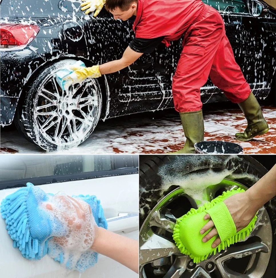 Automobile Cleaning Sponges Essential Part of Any Car Wash Kit Microfiber Chenille Car Wash Sponge, Double Sided Washing Sponge Built in Hand-Strap