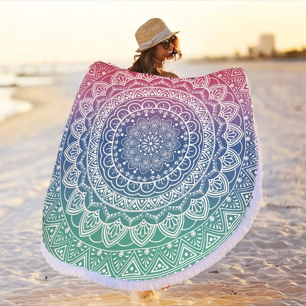 Hot Sale Microfiber Soft Sand Free Large Water Absorbent Round Beach Towel