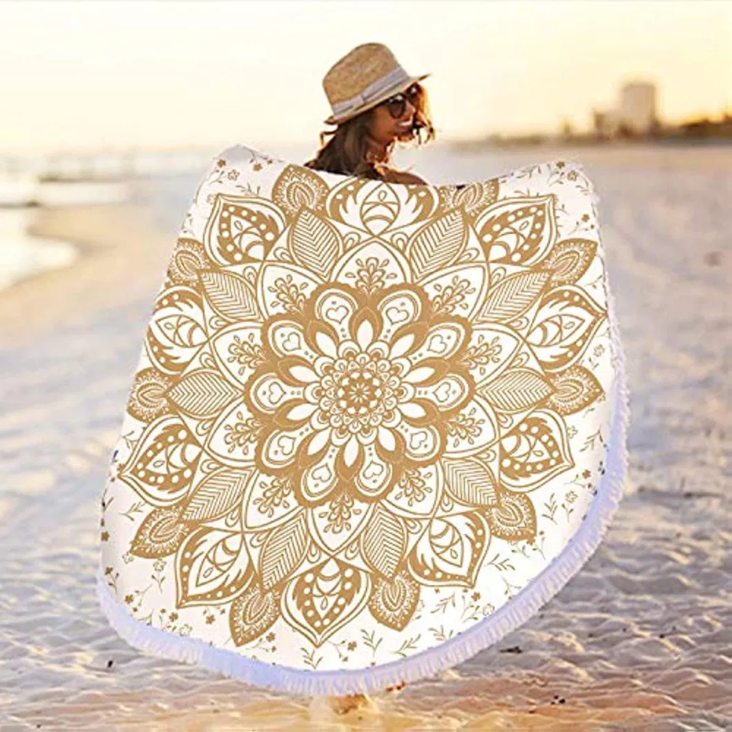 Hot Sale Microfiber Soft Sand Free Large Water Absorbent Round Beach Towel