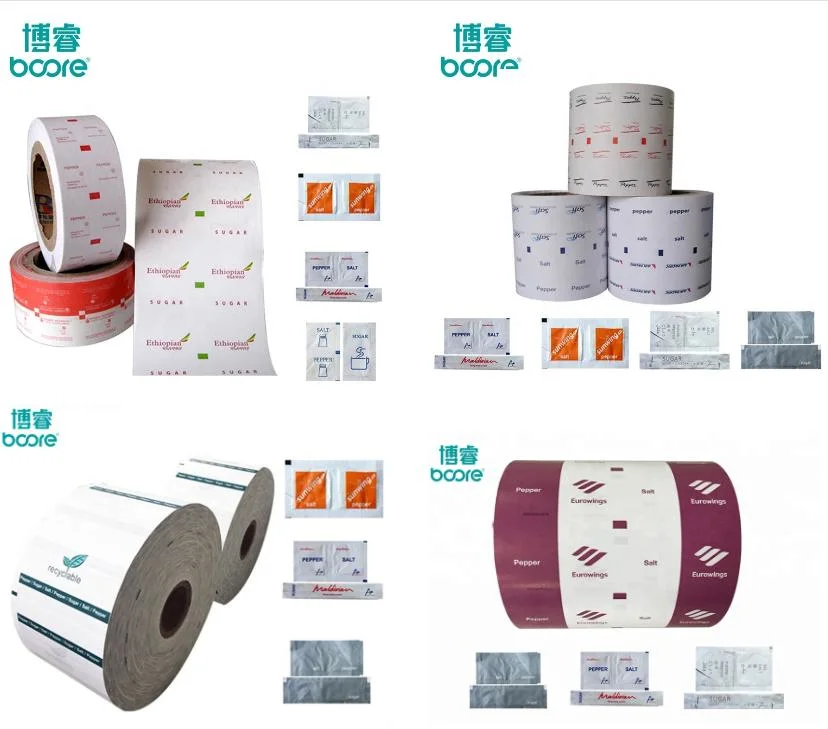Wholesale Customized Design Size PE Coated Paper Roll for Salt Sugar Pepper Sachet Packaging