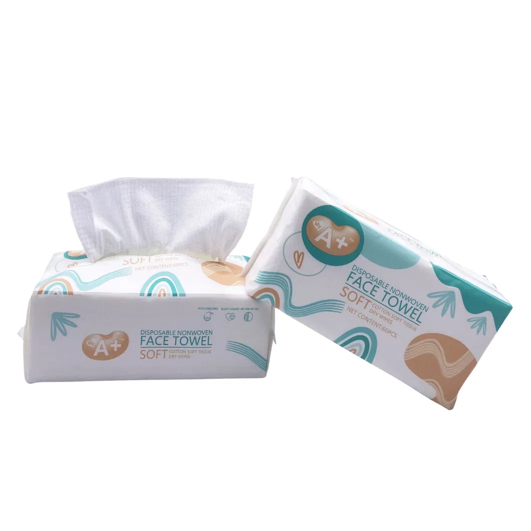 100% Cotton Facial Tissue OEM Disposable Dry &amp; Wet Tissue Disposable Nonwoven Face Towel