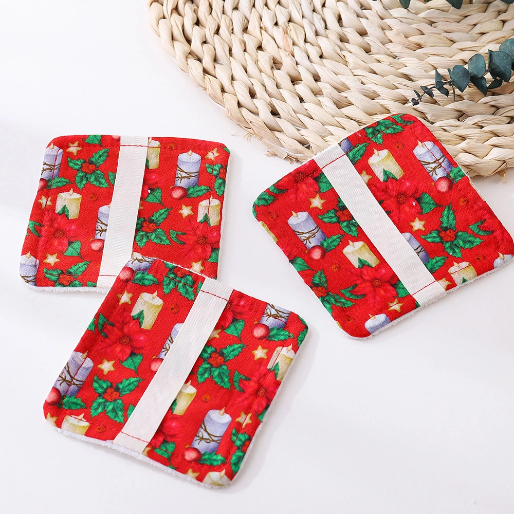 Private Label Christmas Printing Reusable Bamboo Facial Pads Makeup Remover Cloth Cotton Face Cleansing Pads Towel for All Skin Type
