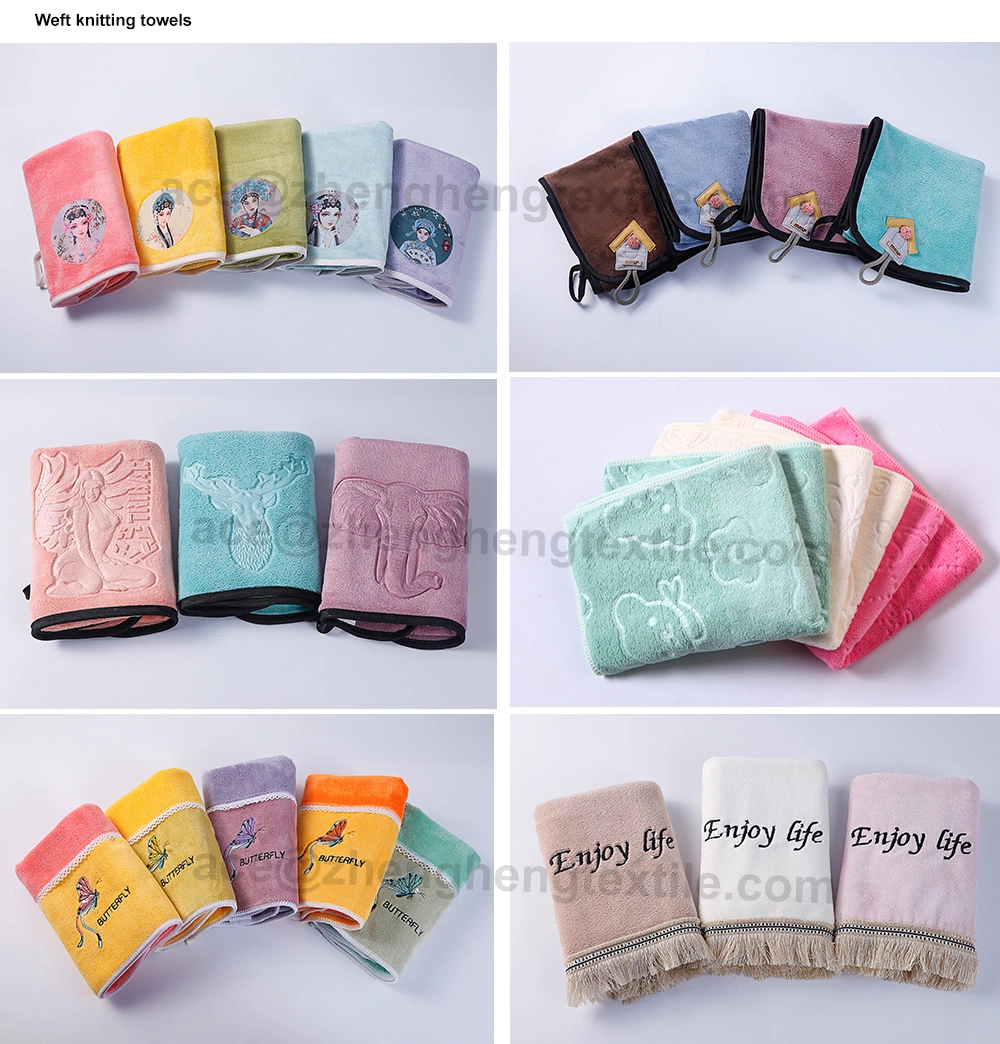 Embroidery Applique Embossed Printing Super Fine Soft Microfiber Washing Body Drying Towel