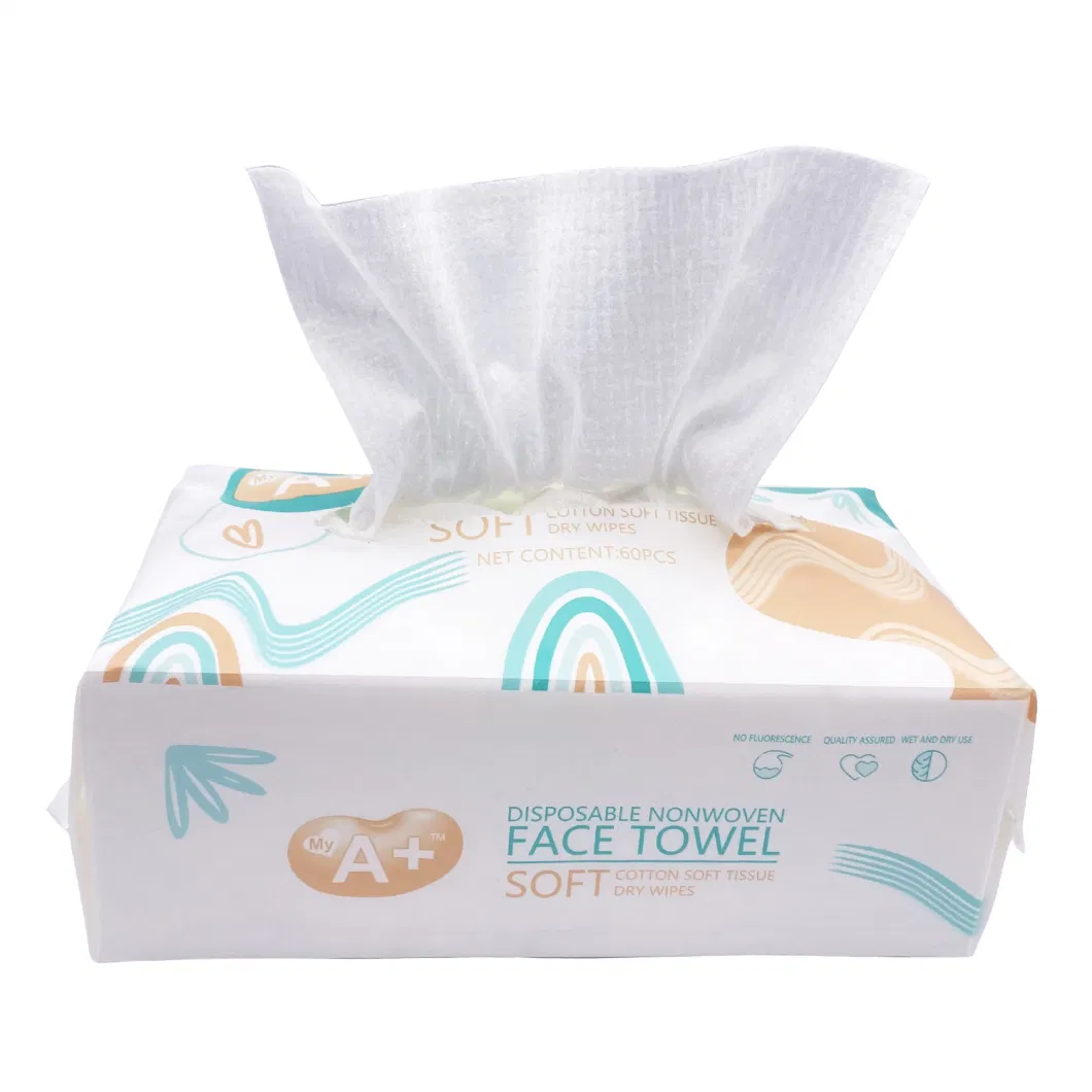 100% Cotton Facial Tissue OEM Disposable Dry &amp; Wet Tissue Disposable Nonwoven Face Towel
