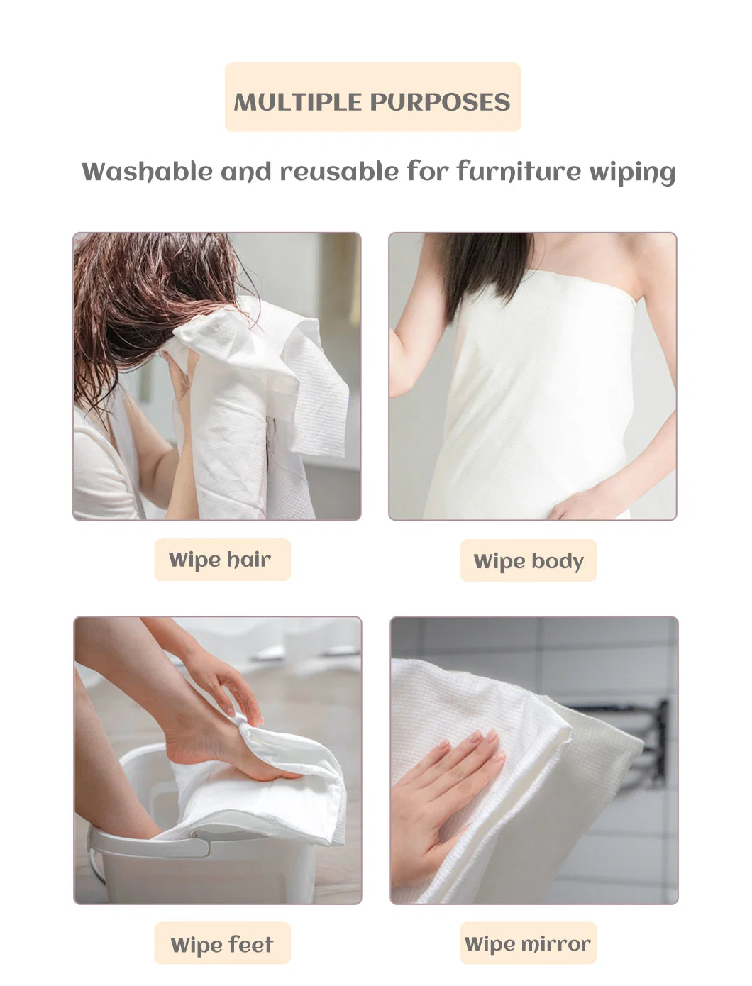 Disposable Hair Face Body Wrap Towels for Bath SPA Beauty Salon Manicure Pedicure Travel Gym High Absorbency Non Woven Cleaning