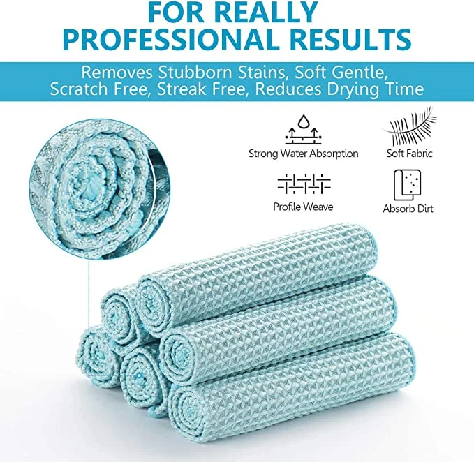 30*30 Cm Blue Waffle Towel Cleaning Cloth Microfiber Towel