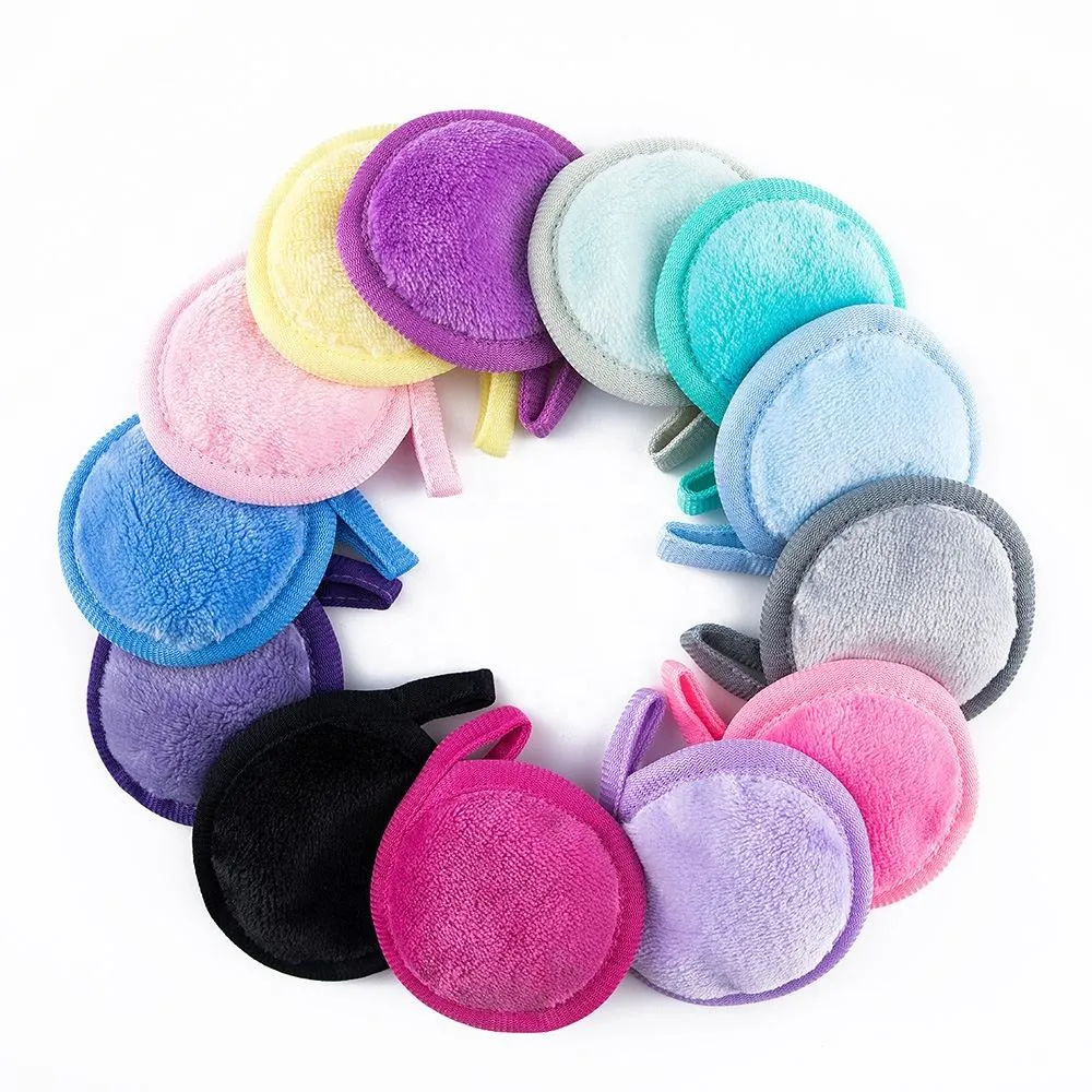 Cheap Microfiber Velvet Cotton Towel Make up Remover Pad Reusable Washable Round Makeup Facial Cleaning Remover Pads Face Towel