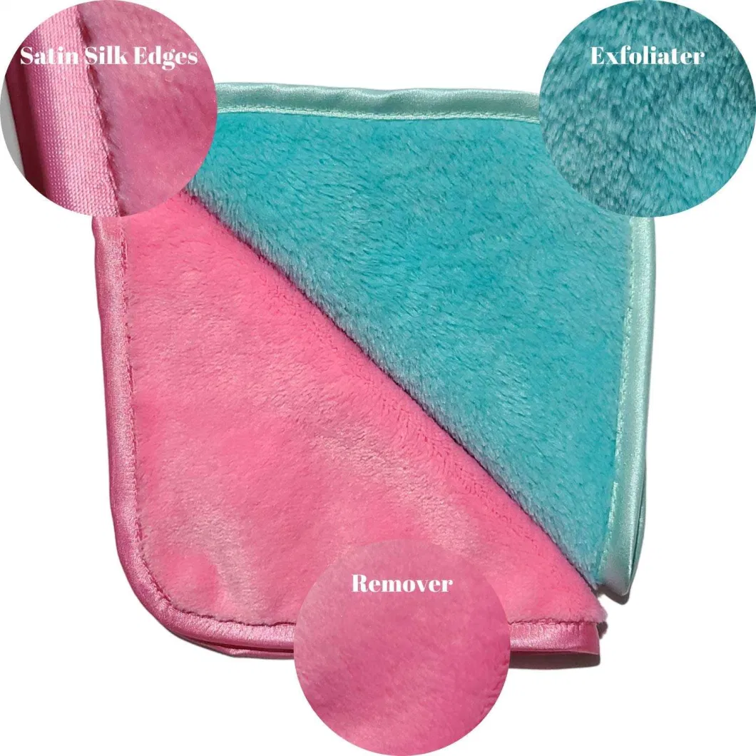 Reusable Makeup Remover, Microfiber Towel with Satin-Silk Edges, Makeup Remover Cloth Towel with Just Water