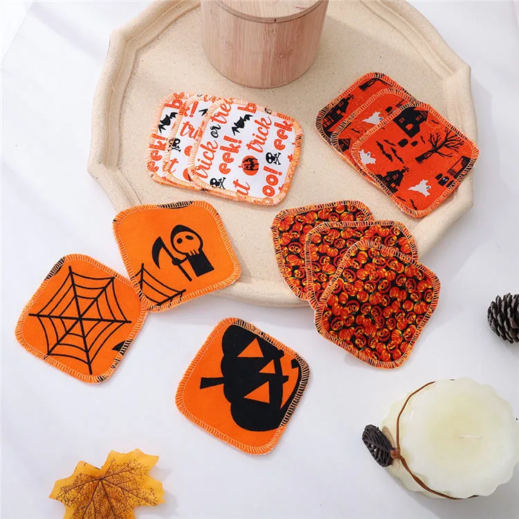 Funny Halloween Microfiber Makeup Remover Cloth Towel Reusable Washable Facial Cleaning Pad Puff Makeup Remover Cloth