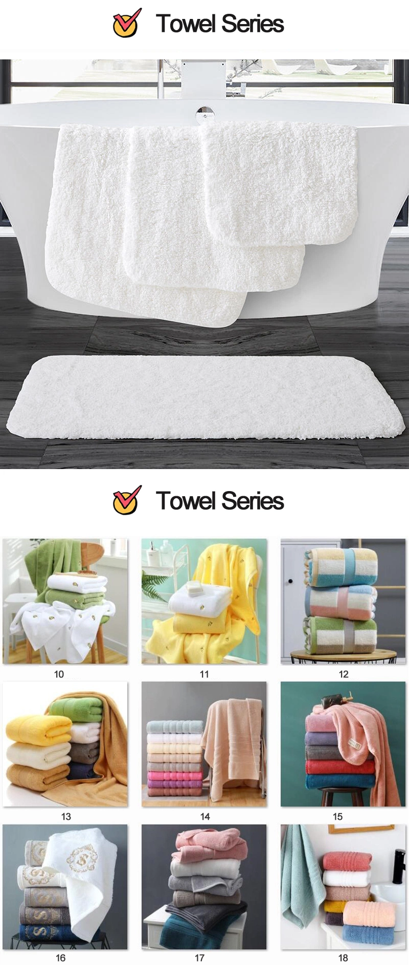 Luxury 6 Piece Hotel and SPA Towel Set Soft and Thick Bath Towels Made with 100% Turkish Cotton 2 Bathtowels 2 Handtowels 2 Was