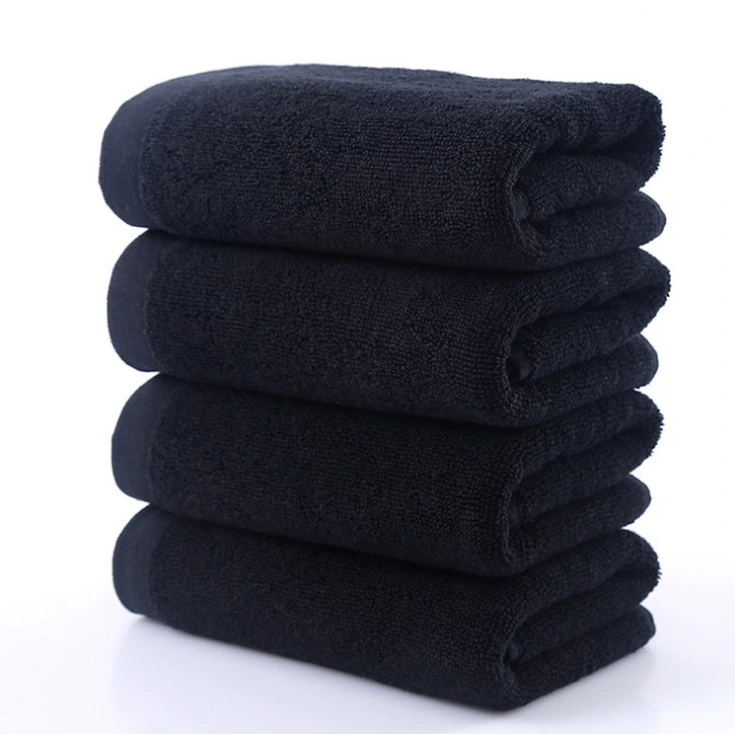 Custom Luxury 100% Cotton Black Bath Hand Face Gym Hair Clean Salon Towels Black White