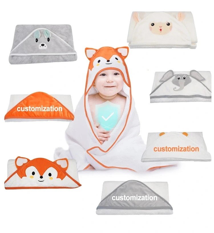 Unisex Animal Face Natural Bamboo Cotton Baby Bath Towels Hooded