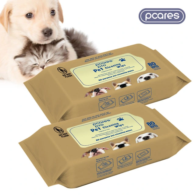Customizable 60 80 120 PCS Organic Biodegradable Moist Pet Cleaning Eye Dental Dander Finger Teeth Tooth Eye Ear Dog Cat Pet Wipes for Dogs