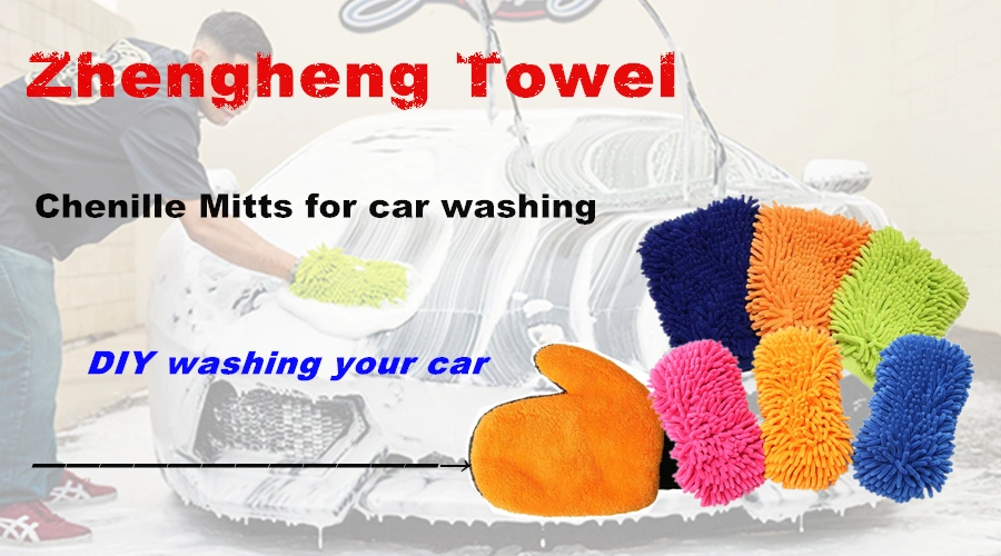 Automobile Cleaning Sponges Essential Part of Any Car Wash Kit Microfiber Chenille Car Wash Sponge, Double Sided Washing Sponge Built in Hand-Strap