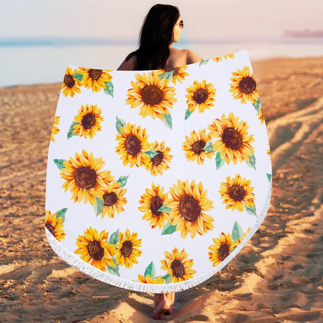 Hot Sale Microfiber Soft Sand Free Large Water Absorbent Round Beach Towel