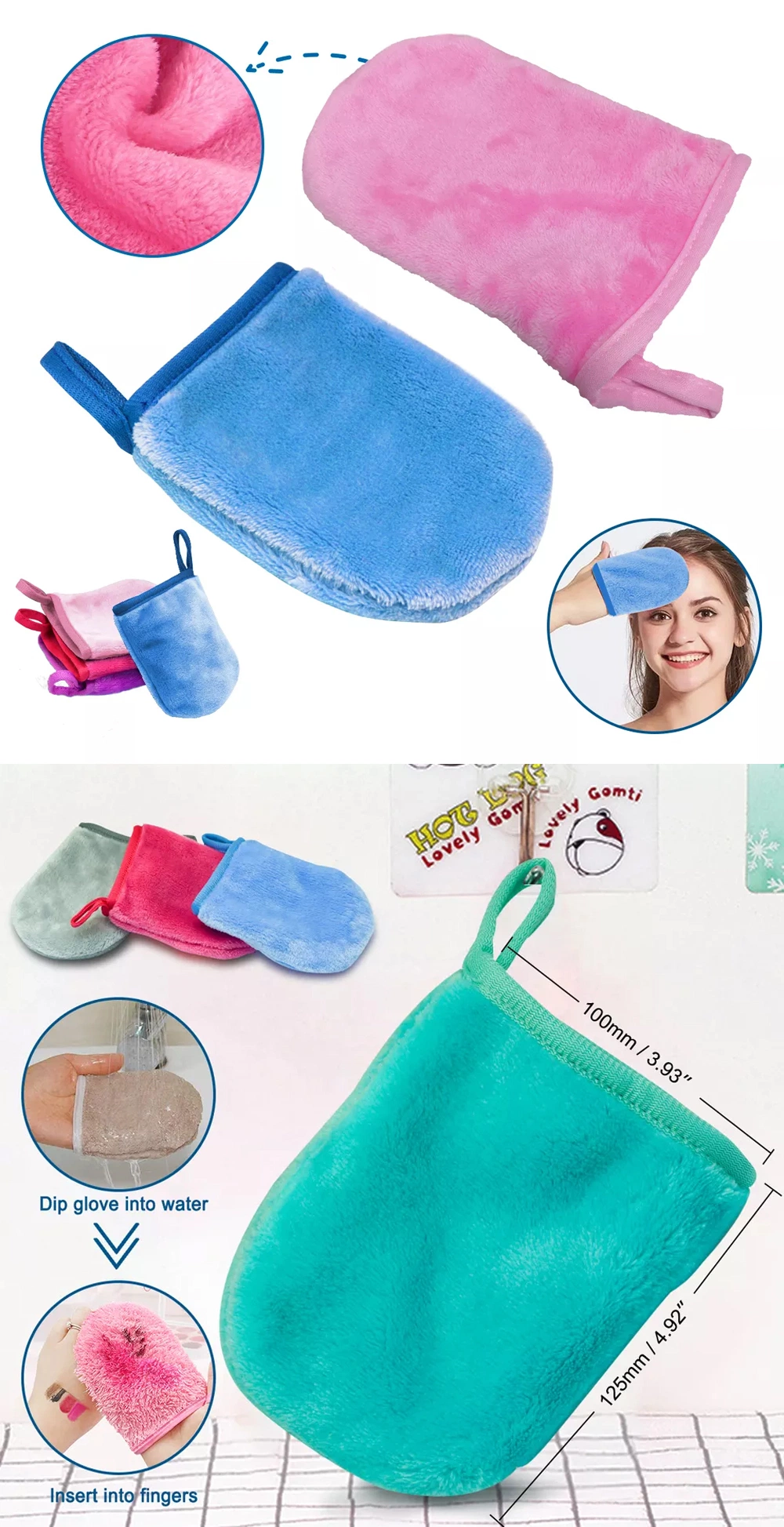 Microfiber Flannel Facial Cleaning Cloth Magic Pocket Makeup Removal Towel Soft Microfiber Cloth Pads Reusable Remover Face Cleansing Towel Powerful Women Washa
