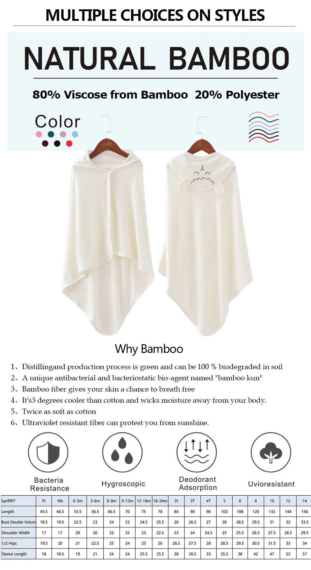 Newborn Baby Hooded Bath Towel Absorbent and Soft Bamboo Fiber Towel