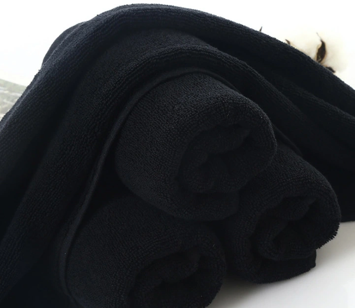 Custom Luxury 100% Cotton Black Bath Hand Face Gym Hair Clean Salon Towels Black White