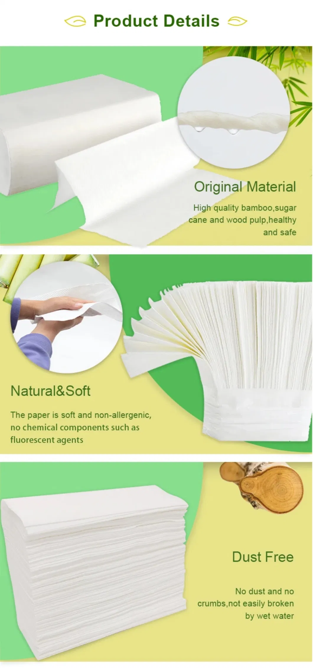 Eco-Friendly Kitchen Paper Towel Absorbent White Embossing Fold Hand Paper Towel